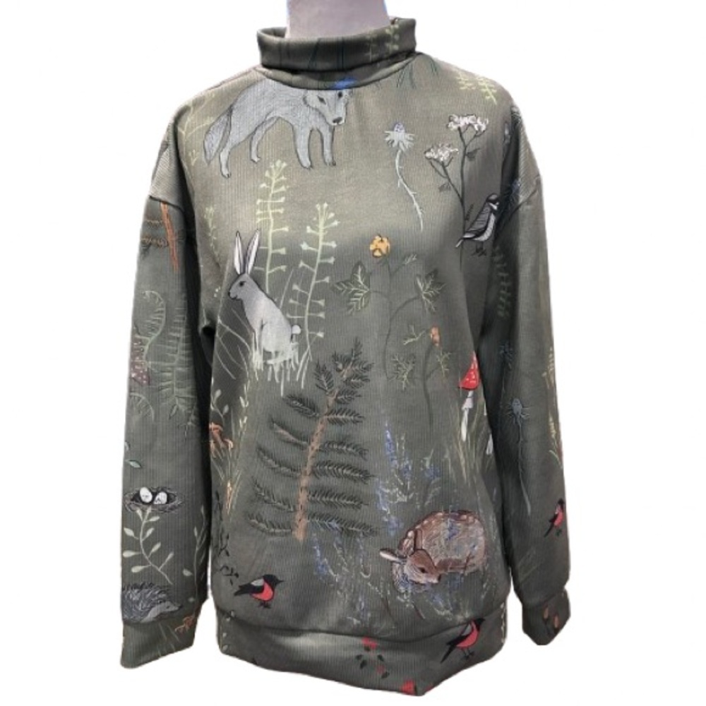 Forest Fairy Turtleneck Pull Over Sweatshirt Mushrooms Goblincore Whimsigoth S